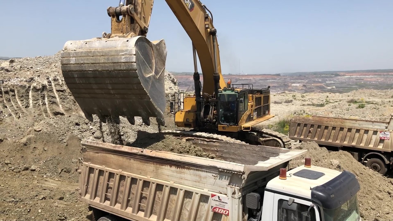 Cat 385C Excavator Loads Gravel On Mercedes & MAN Trucks | Heavy Machinery - Labrianidis Mining