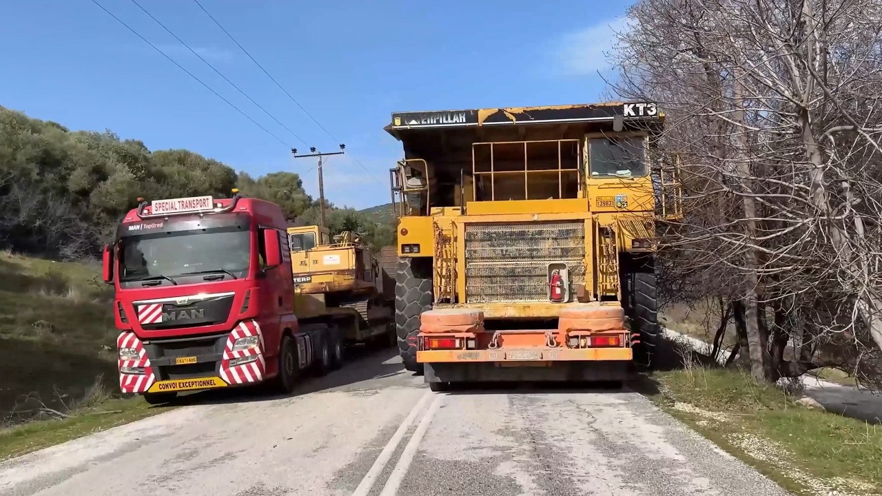 Epic Transport Mission: Moving A Giant Caterpillar 5090B Shovel & 4 CAT 777 - Sotiriadis/Labrianidis